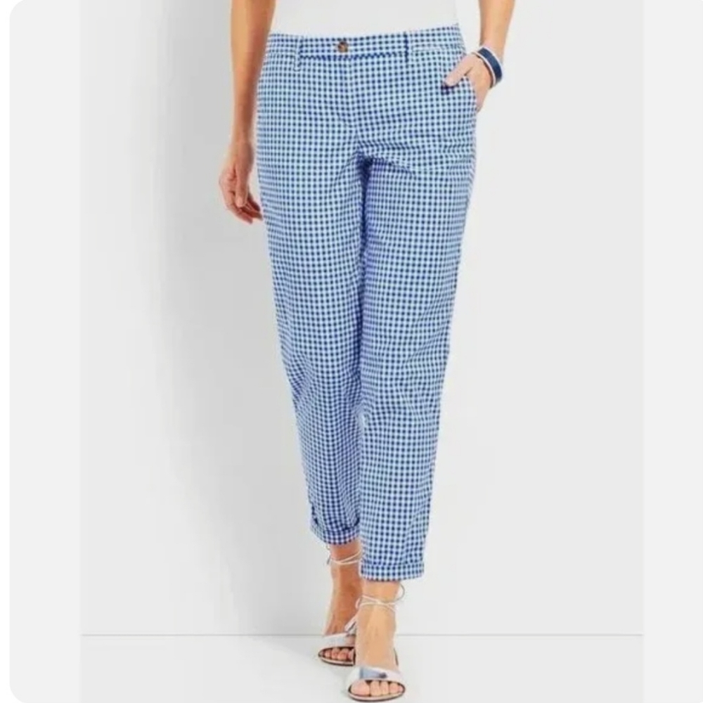 Talbots Girlfriend Chino Gingham Blue/White Size 6P Petite